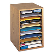 Safco® wholesale. SAFCO Wood Vertical Desktop Sorter, 11 Sections 10 5-8 X 11 7-8 X 16, Medium Oak. HSD Wholesale: Janitorial Supplies, Breakroom Supplies, Office Supplies.