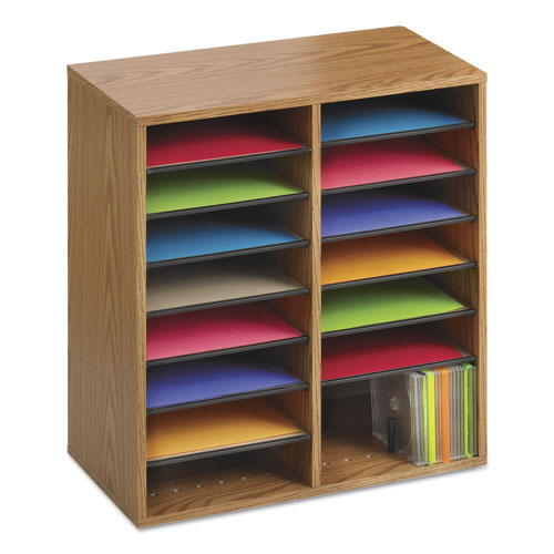 Safco® wholesale. SAFCO Wood-laminate Literature-cd Sorter, 16 Section, 19 1-2 X 11 3-4 X 21, Medium Oak. HSD Wholesale: Janitorial Supplies, Breakroom Supplies, Office Supplies.