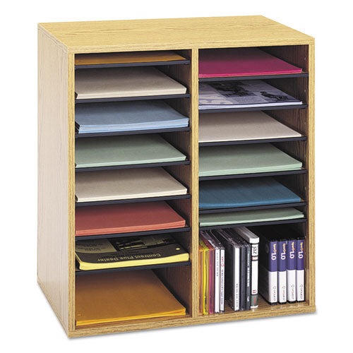 Safco® wholesale. SAFCO Wood-laminate Literature-cd Sorter, 16 Section, 19 1-2 X 11 3-4 X 21, Medium Oak. HSD Wholesale: Janitorial Supplies, Breakroom Supplies, Office Supplies.