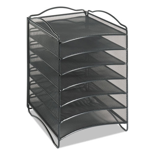 Safco® wholesale. SAFCO Onyx Steel Mesh Lliterature Sorter, Six Compartments, Black. HSD Wholesale: Janitorial Supplies, Breakroom Supplies, Office Supplies.