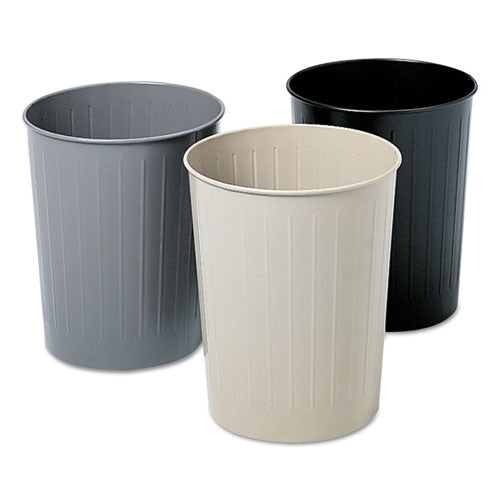 Safco® wholesale. SAFCO Round Wastebasket, Steel, 23.5 Qt, Black. HSD Wholesale: Janitorial Supplies, Breakroom Supplies, Office Supplies.