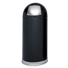 Load image into Gallery viewer, Safco® wholesale. SAFCO Dome Receptacle With Spring-loaded Door, Round, Steel, 15 Gal, Black. HSD Wholesale: Janitorial Supplies, Breakroom Supplies, Office Supplies.