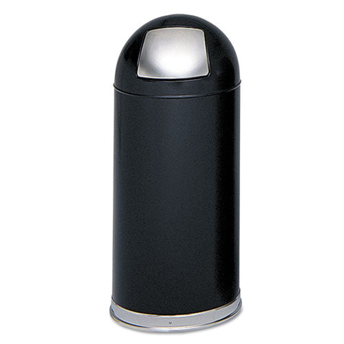 Safco® wholesale. SAFCO Dome Receptacle With Spring-loaded Door, Round, Steel, 15 Gal, Black. HSD Wholesale: Janitorial Supplies, Breakroom Supplies, Office Supplies.