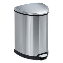 Load image into Gallery viewer, Safco® wholesale. SAFCO Step-on Waste Receptacle, Triangular, Stainless Steel, 4 Gal, Chrome-black. HSD Wholesale: Janitorial Supplies, Breakroom Supplies, Office Supplies.