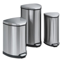 Load image into Gallery viewer, Safco® wholesale. SAFCO Step-on Waste Receptacle, Triangular, Stainless Steel, 4 Gal, Chrome-black. HSD Wholesale: Janitorial Supplies, Breakroom Supplies, Office Supplies.