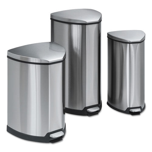 Safco® wholesale. SAFCO Step-on Waste Receptacle, Triangular, Stainless Steel, 4 Gal, Chrome-black. HSD Wholesale: Janitorial Supplies, Breakroom Supplies, Office Supplies.