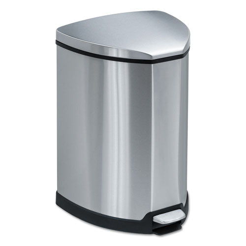 Safco® wholesale. SAFCO Step-on Waste Receptacle, Triangular, Stainless Steel, 4 Gal, Chrome-black. HSD Wholesale: Janitorial Supplies, Breakroom Supplies, Office Supplies.