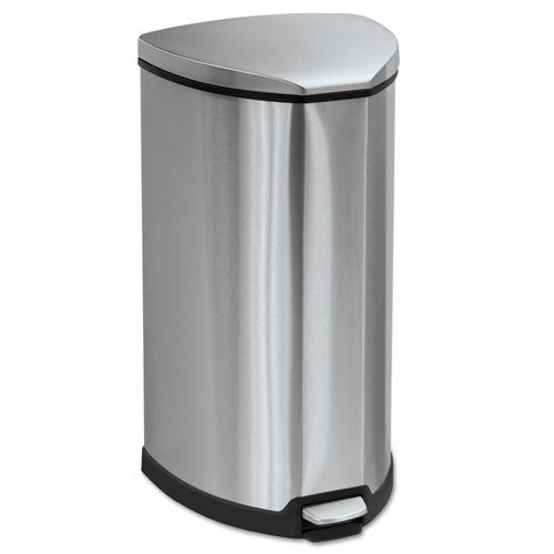 Safco® wholesale. SAFCO Step-on Waste Receptacle, Triangular, Stainless Steel, 10 Gal, Chrome-black. HSD Wholesale: Janitorial Supplies, Breakroom Supplies, Office Supplies.