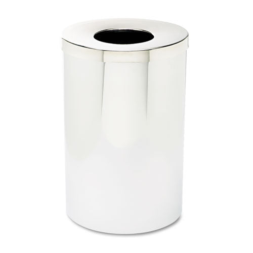 Safco® wholesale. SAFCO Reflections Open-top Receptacle, Round, Steel, 35 Gal, Chrome-black. HSD Wholesale: Janitorial Supplies, Breakroom Supplies, Office Supplies.