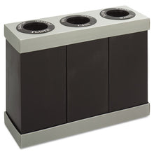 Load image into Gallery viewer, Safco® wholesale. SAFCO At-your-disposal Recycling Center, Polyethylene, Three 84 Gal Bins, Black. HSD Wholesale: Janitorial Supplies, Breakroom Supplies, Office Supplies.