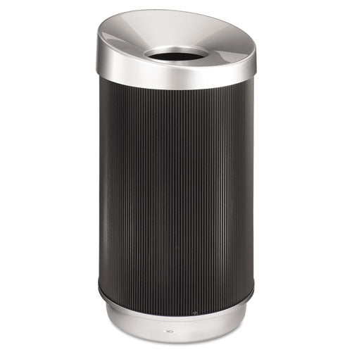 Safco® wholesale. SAFCO At-your-disposal Vertex Receptacle, Round, Polyethylene, 38 Gal, Black-chrome. HSD Wholesale: Janitorial Supplies, Breakroom Supplies, Office Supplies.