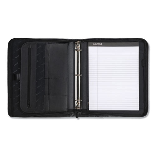 Samsill® wholesale. Professional Zippered Pad Holder-ring Binder, Pockets, Writing Pad, Vinyl Black. HSD Wholesale: Janitorial Supplies, Breakroom Supplies, Office Supplies.