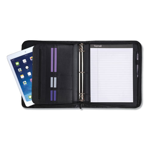 Samsill® wholesale. Professional Zippered Pad Holder-ring Binder, Pockets, Writing Pad, Vinyl Black. HSD Wholesale: Janitorial Supplies, Breakroom Supplies, Office Supplies.