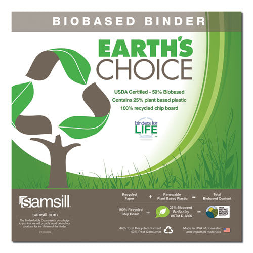 Samsill® wholesale. Earth's Choice Biobased D-ring View Binder, 3 Rings, 1" Capacity, 11 X 8.5, White. HSD Wholesale: Janitorial Supplies, Breakroom Supplies, Office Supplies.