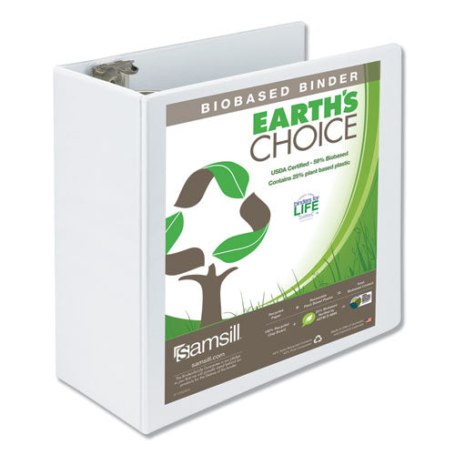 Samsill® wholesale. Earth's Choice Biobased Round Ring View Binder, 3 Rings, 5" Capacity, 11 X 8.5, White. HSD Wholesale: Janitorial Supplies, Breakroom Supplies, Office Supplies.