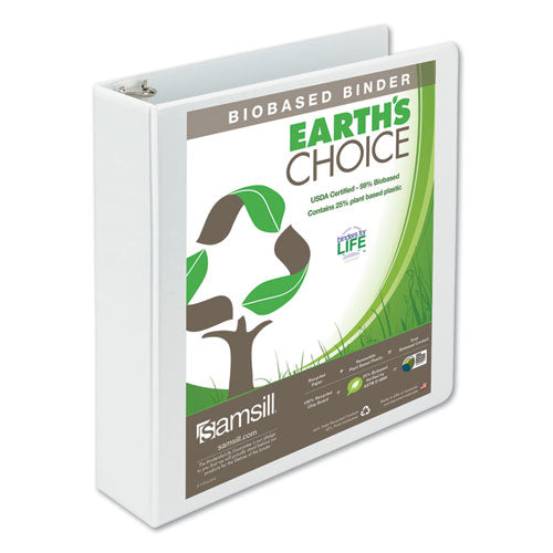 Samsill® wholesale. Earth's Choice Biobased Round Ring View Binder, 3 Rings, 2" Capacity, 11 X 8.5, White. HSD Wholesale: Janitorial Supplies, Breakroom Supplies, Office Supplies.