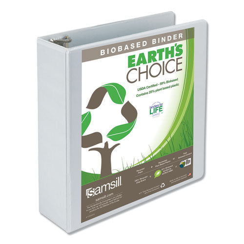 Samsill® wholesale. Earth's Choice Biobased Round Ring View Binder, 3 Rings, 3" Capacity, 11 X 8.5, White. HSD Wholesale: Janitorial Supplies, Breakroom Supplies, Office Supplies.