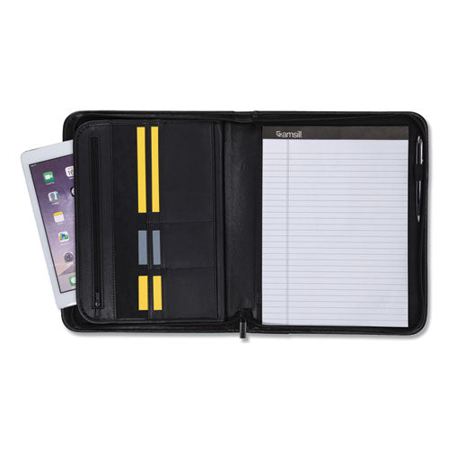 Samsill® wholesale. Professional Zippered Pad Holder, Pockets-slots, Writing Pad, Black. HSD Wholesale: Janitorial Supplies, Breakroom Supplies, Office Supplies.