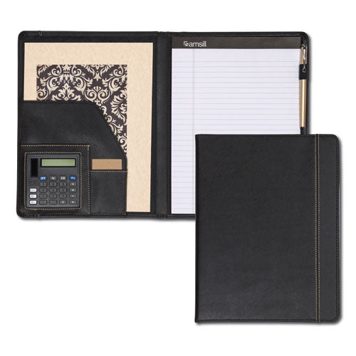 Samsill® wholesale. Slimline Padfolio, Leather-look-faux Reptile Trim, Writing Pad, Black. HSD Wholesale: Janitorial Supplies, Breakroom Supplies, Office Supplies.