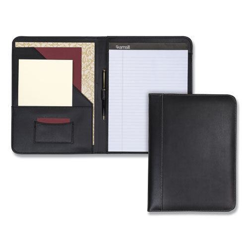 Samsill® wholesale. Contrast Stitch Leather Padfolio, 8 1-2 X 11, Leather, Black. HSD Wholesale: Janitorial Supplies, Breakroom Supplies, Office Supplies.