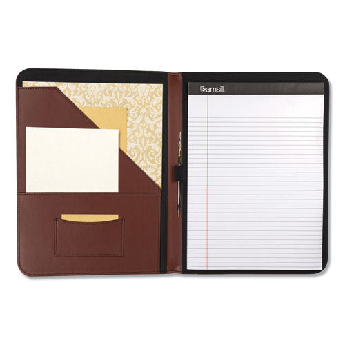 Samsill® wholesale. Contrast Stitch Leather Padfolio, 8 1-2 X 11, Leather, Tan. HSD Wholesale: Janitorial Supplies, Breakroom Supplies, Office Supplies.