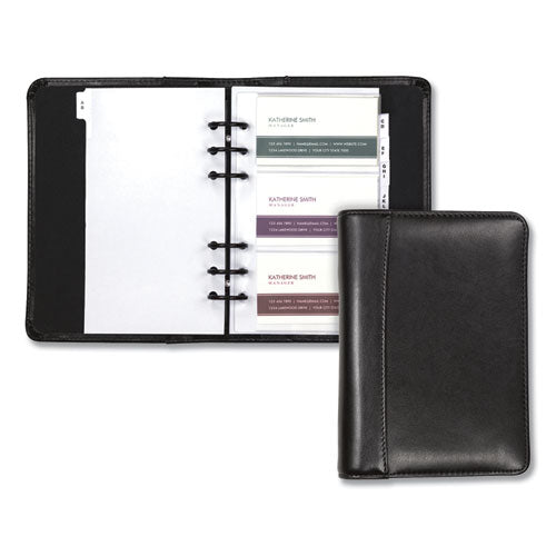 Samsill® wholesale. Regal Leather Business Card Binder, 120 Card Capacity, 2 X 3 1-2 Cards, Black. HSD Wholesale: Janitorial Supplies, Breakroom Supplies, Office Supplies.