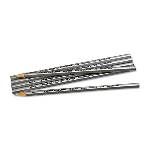 Prismacolor® wholesale. Verithin Smear-proof Colored Pencils, 2 Mm, Metallic Silver Lead, Metallic Silver Barrel, Dozen. HSD Wholesale: Janitorial Supplies, Breakroom Supplies, Office Supplies.