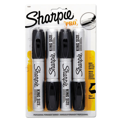 Sharpie® wholesale. SHARPIE King Size Permanent Marker, Broad Chisel Tip, Black, 4-pack. HSD Wholesale: Janitorial Supplies, Breakroom Supplies, Office Supplies.