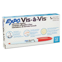 Load image into Gallery viewer, EXPO® wholesale. Vis-à-vis Wet Erase Marker, Fine Bullet Tip, Red, Dozen. HSD Wholesale: Janitorial Supplies, Breakroom Supplies, Office Supplies.