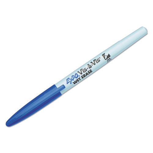EXPO® wholesale. Vis-à-vis Wet Erase Marker, Fine Bullet Tip, Blue, Dozen. HSD Wholesale: Janitorial Supplies, Breakroom Supplies, Office Supplies.
