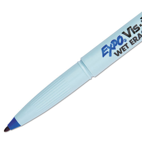 EXPO® wholesale. Vis-à-vis Wet Erase Marker, Fine Bullet Tip, Blue, Dozen. HSD Wholesale: Janitorial Supplies, Breakroom Supplies, Office Supplies.