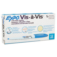 EXPO® wholesale. Vis-à-vis Wet Erase Marker, Fine Bullet Tip, Blue, Dozen. HSD Wholesale: Janitorial Supplies, Breakroom Supplies, Office Supplies.