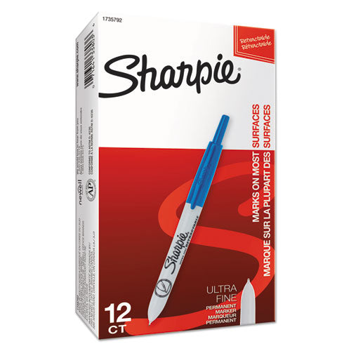 Sharpie® wholesale. SHARPIE Retractable Permanent Marker, Extra-fine Needle Tip, Blue. HSD Wholesale: Janitorial Supplies, Breakroom Supplies, Office Supplies.