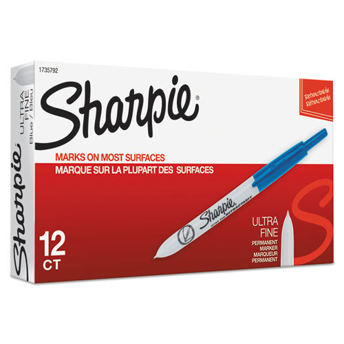 Sharpie® wholesale. SHARPIE Retractable Permanent Marker, Extra-fine Needle Tip, Blue. HSD Wholesale: Janitorial Supplies, Breakroom Supplies, Office Supplies.