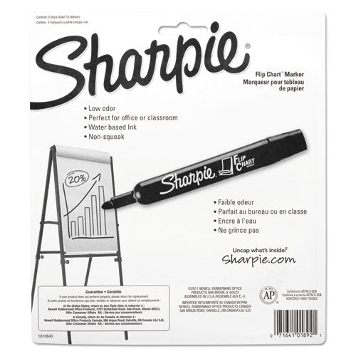 Sharpie® wholesale. SHARPIE Flip Chartmarker, Broad Bullet Tip, Black, 8-pack. HSD Wholesale: Janitorial Supplies, Breakroom Supplies, Office Supplies.