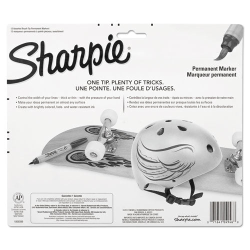 Sharpie® wholesale. SHARPIE Brush Tip Permanent Marker, Medium, Assorted Colors, 12-set. HSD Wholesale: Janitorial Supplies, Breakroom Supplies, Office Supplies.