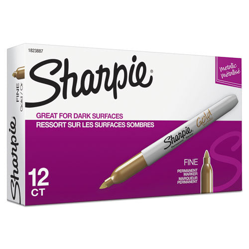 Sharpie® wholesale. SHARPIE Metallic Fine Point Permanent Markers, Bullet Tip, Gold, Dozen. HSD Wholesale: Janitorial Supplies, Breakroom Supplies, Office Supplies.