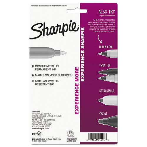Sharpie® wholesale. SHARPIE Metallic Fine Point Permanent Markers, Bullet Tip, Gold-silver-bronze, 6-pack. HSD Wholesale: Janitorial Supplies, Breakroom Supplies, Office Supplies.