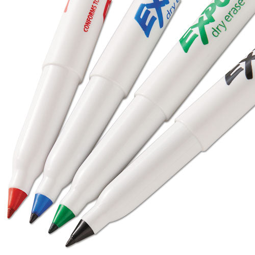 EXPO® wholesale. Low-odor Dry-erase Marker, Extra-fine Needle Tip, Assorted Colors, 4-pack. HSD Wholesale: Janitorial Supplies, Breakroom Supplies, Office Supplies.