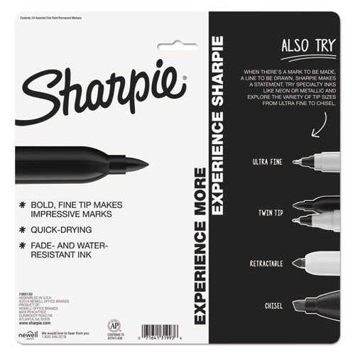 Sharpie® wholesale. SHARPIE Fine Tip Permanent Marker, Assorted Colors, 24-pack. HSD Wholesale: Janitorial Supplies, Breakroom Supplies, Office Supplies.