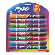 EXPO® wholesale. 2-in-1 Dry Erase Markers, Broad-fine Chisel Tip, Assorted Colors, 8-pack. HSD Wholesale: Janitorial Supplies, Breakroom Supplies, Office Supplies.