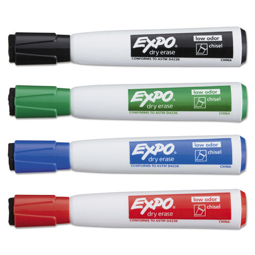 EXPO® wholesale. Magnetic Dry Erase Marker, Broad Chisel Tip, Assorted Colors, 4-pack. HSD Wholesale: Janitorial Supplies, Breakroom Supplies, Office Supplies.
