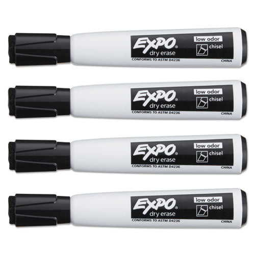 EXPO® wholesale. Magnetic Dry Erase Marker, Broad Chisel Tip, Black, 4-pack. HSD Wholesale: Janitorial Supplies, Breakroom Supplies, Office Supplies.