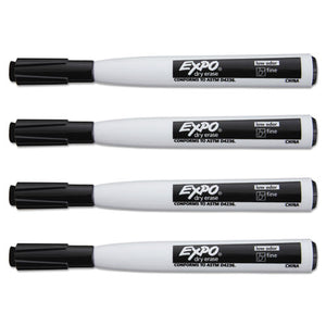 EXPO® wholesale. Magnetic Dry Erase Marker, Fine Bullet Tip, Black, 4-pack. HSD Wholesale: Janitorial Supplies, Breakroom Supplies, Office Supplies.