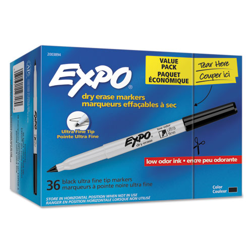 EXPO® wholesale. Low-odor Dry Erase Marker Office Pack, Extra-fine Needle Tip, Black, 36-pack. HSD Wholesale: Janitorial Supplies, Breakroom Supplies, Office Supplies.