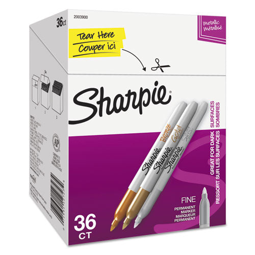 Sharpie® wholesale. SHARPIE Metallic Fine Point Permanent Markers, Bullet Tip, Gold-silver-bronze, 36-pack. HSD Wholesale: Janitorial Supplies, Breakroom Supplies, Office Supplies.