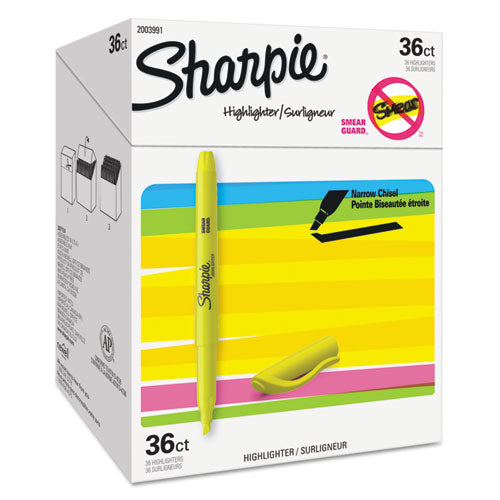 Sharpie® wholesale. SHARPIE Pocket Style Highlighters, Chisel Tip, Yellow, 36-pack. HSD Wholesale: Janitorial Supplies, Breakroom Supplies, Office Supplies.