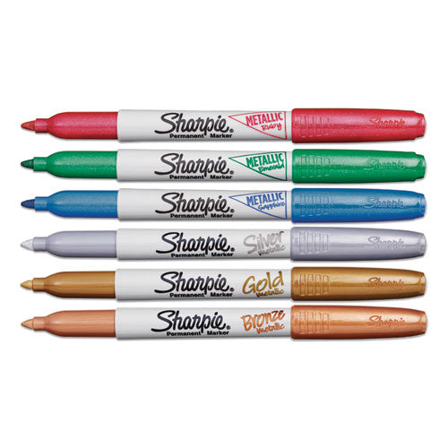 Sharpie® wholesale. SHARPIE Metallic Fine Point Permanent Markers, Bullet Tip, Blue-green-red, 6-pack. HSD Wholesale: Janitorial Supplies, Breakroom Supplies, Office Supplies.