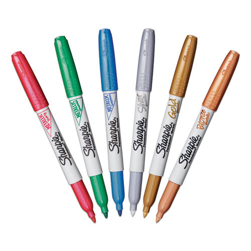 Sharpie® wholesale. SHARPIE Metallic Fine Point Permanent Markers, Bullet Tip, Blue-green-red, 6-pack. HSD Wholesale: Janitorial Supplies, Breakroom Supplies, Office Supplies.