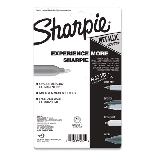 Sharpie® wholesale. SHARPIE Metallic Fine Point Permanent Markers, Bullet Tip, Blue-green-red, 6-pack. HSD Wholesale: Janitorial Supplies, Breakroom Supplies, Office Supplies.